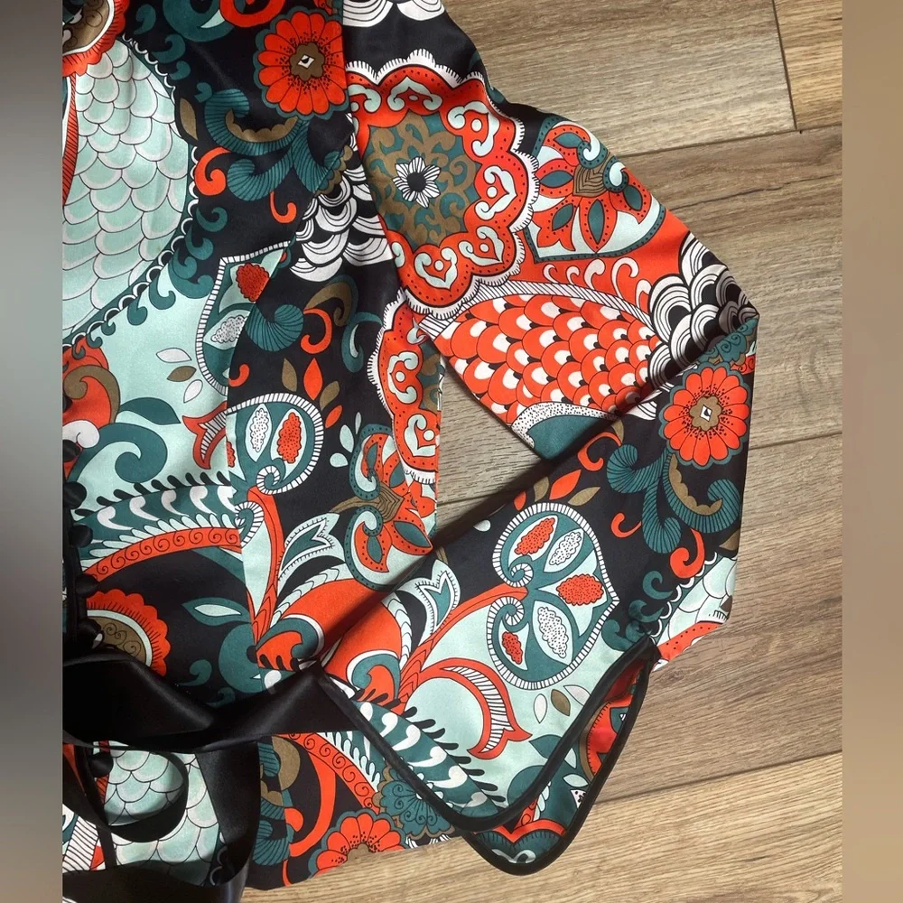 JS Collections 100% silk vintage paisley kimono Style button down jacket - Picture 5 of 14